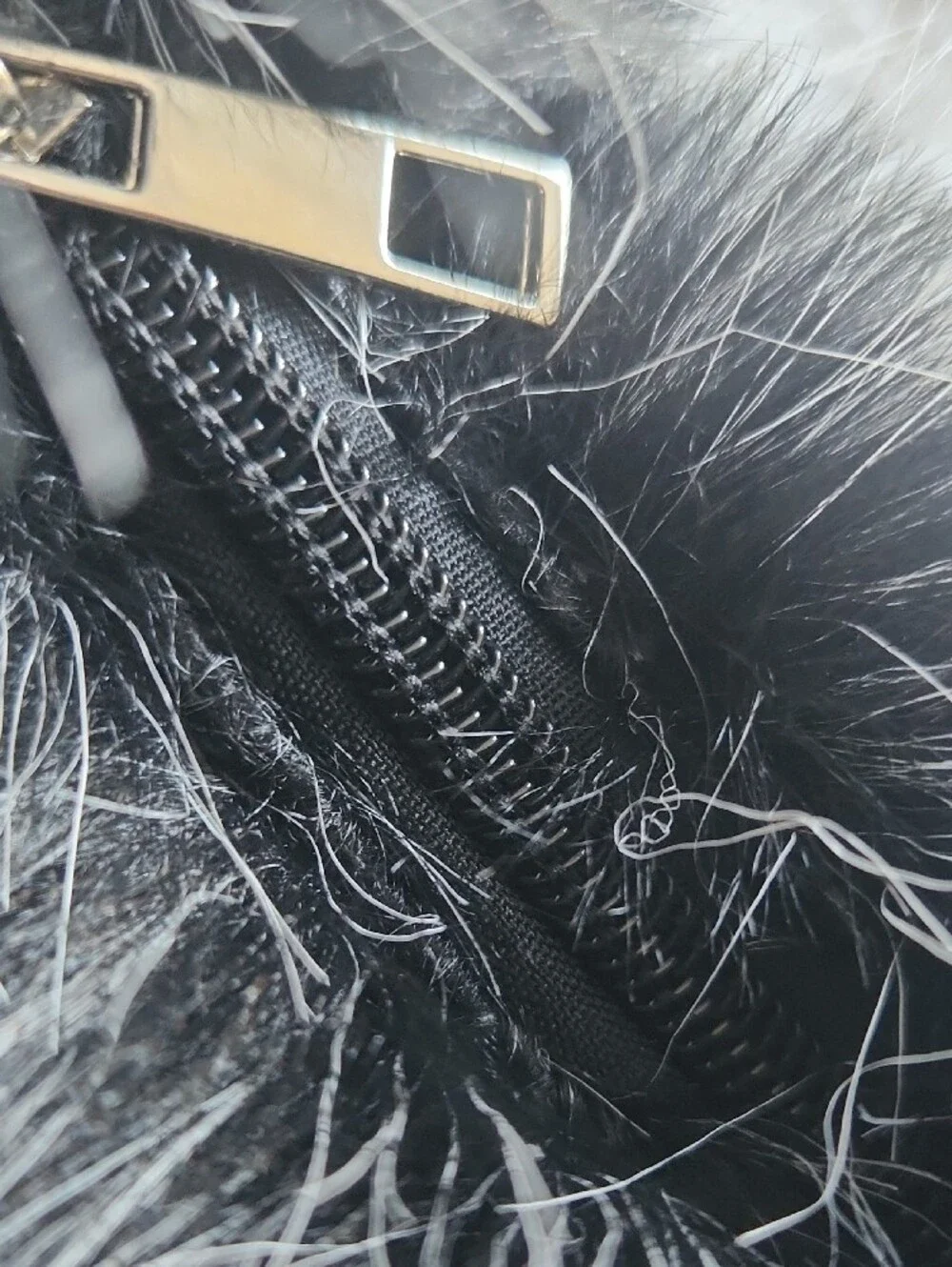 Faux Fur Hobo Bag in Black & Silver - Women's Fashion Accessory